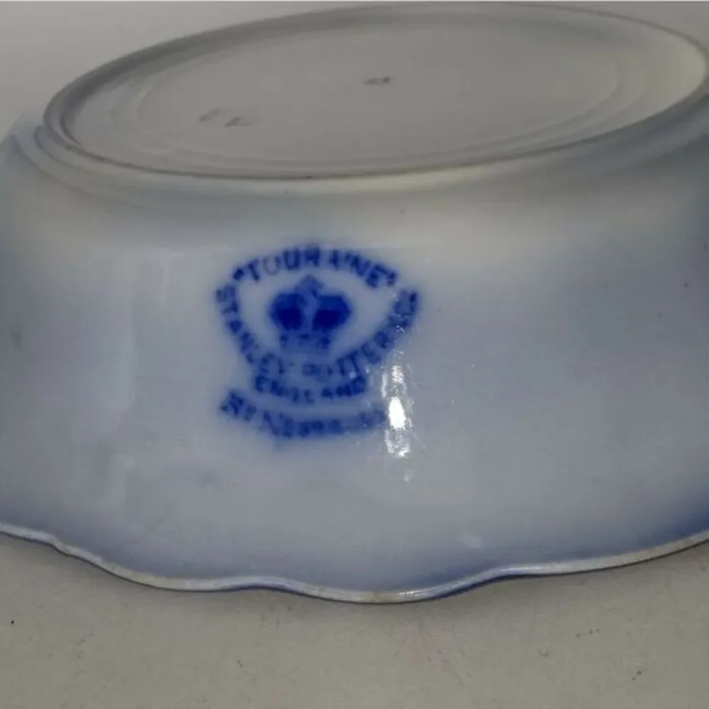 Beautiful antique flow blue soup bowl‎